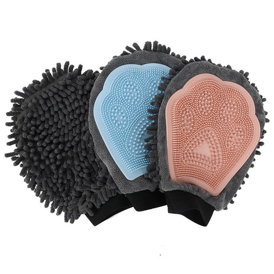Pet shower gloves, dog double-sided cleaning, massage, shower brush, cat grooming, massage brush, pet supplies