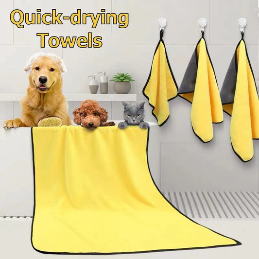 Quick-drying Towels for Pet/Dog/Cat Soft Fiber Towels Water-absorbent Bath Towel Convenient Pet Shop Cleaning Towel Pet Supplies